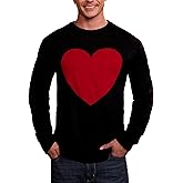 Arvilhill Men's Valentine’s Day Sweater Heart Love Print Knit Pullover (S-XXL)