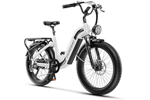 SASIKEIBIKE 1500W Motor Peak Electric Bike for Adults and Teenagers, 48V 20AH Removable Battery Step Thru EBike, 30+MPH, 80 Miles Max Range, 24" Fat Tire Adult Electric Bicycles for 7 Speed