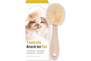 Wablade Cat Grooming Massage Tawashi Brush with Wood Handle Less Static Natural Sisal fiber Made in Japan (Type-B)