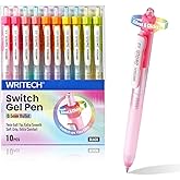 WRITECH Retractable Gel Ink Pens: 0.5mm Black-Ink Switch Between Silent and Clicky Soft Grip Fine Point Pen for Journaling Smooth Writing Quick-dry No Bleed 10ct