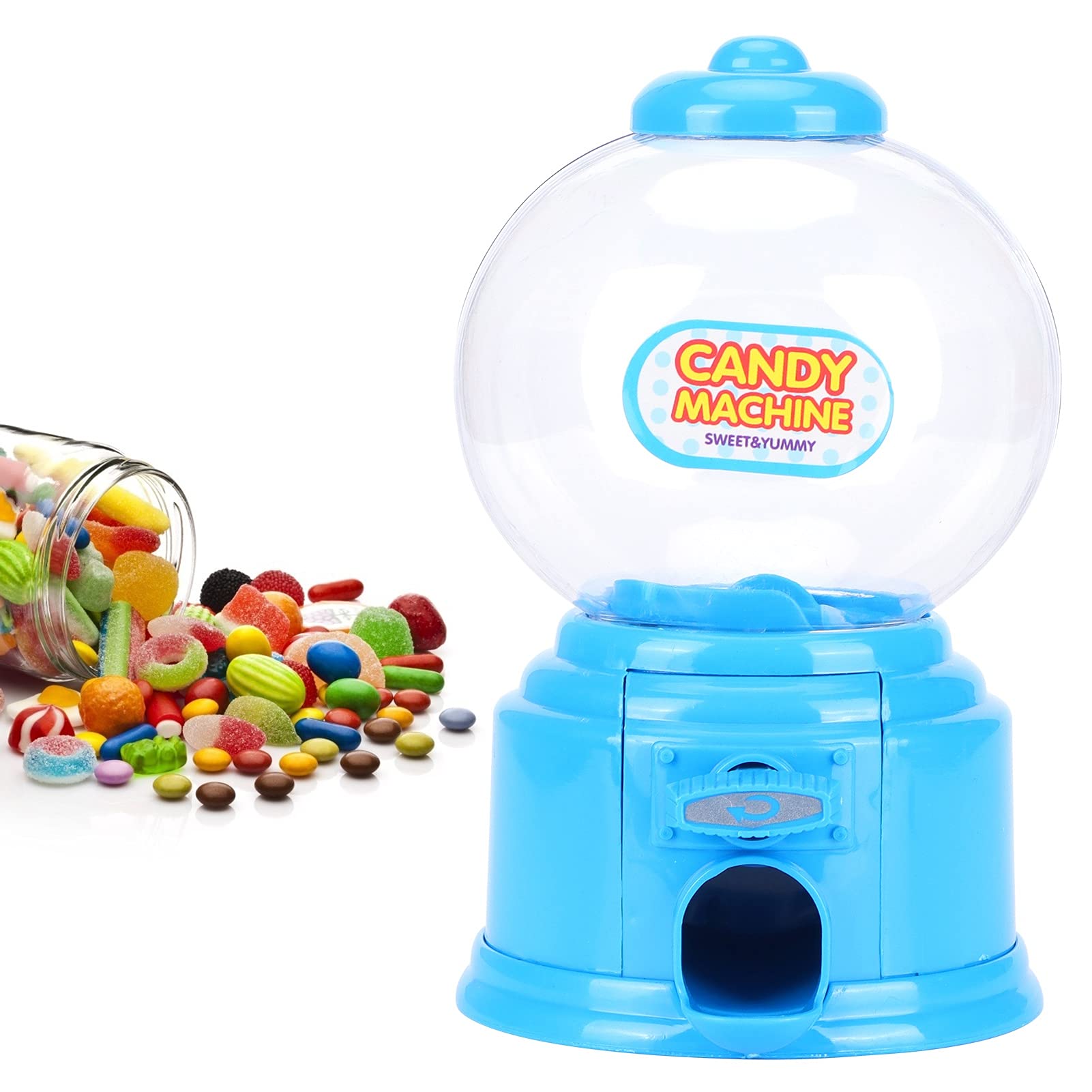 Candy Machine Dispenser, Plastic Candy Machine Mini Money Bank Mini Sweet Dispenser Cute Sweet Machine Gumball Machine Vending Machine Suitable for Candies or Nuts Less Than 1.5cm in Diameter (Blue)