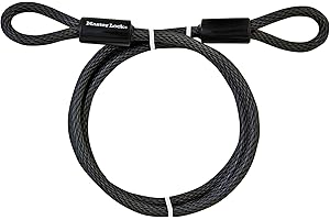 Master Lock 78DPF Heavy Duty Looped End Cable, 6 Feet Braided Steel, 3/8-inch Diameter