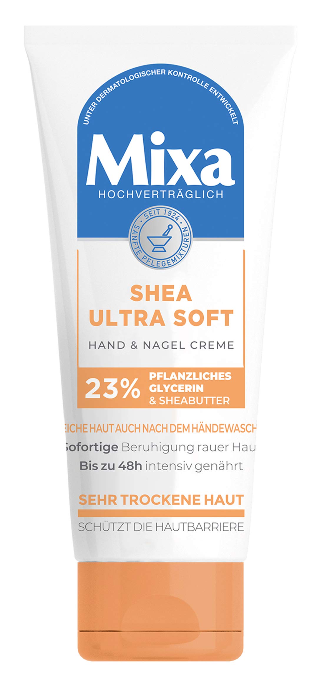Mixa Shea Ultra Soft Hand & Nail Cream - Nourishing Hand Balm for Dry, Cracked and Rough Hands, Protection & Intensive Care with Glycerine and Shea Butter, 100 ml