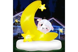 Danxilu 6FT Muslim Holiday Outdoor Yard Decorations, Ramadan Inflatables Moon, Sheep, Star Lighted Inflatable Eid Mubarak Blow up Yard Decor for Islamic Celebrate Fasting, Introspection & Prayer