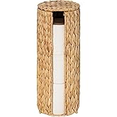 PINXIURY Water Hyacinth Paper Roll Holder, Wicker Toilet Paper Holder Stand for Bathroom, 3 Rolls of Toilet Paper Storage, Toilet Roll Holder Stand for Bathroom and Under Sink