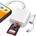 SD Card Reader for iPhone iPad, Lightening& USB-C Dual Connector Memory SD Card Adapter, Support SD/MicroSD Cards, High-Speed Digital Trail Game Camera to iPhone Viewer, Plug and Play - White