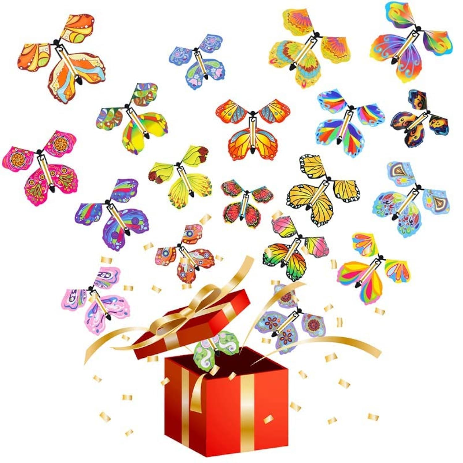 Photo 1 of Chenkaiyang 20pcs Magic Flying Butterfly, Wind Up Butterfly Toy Bright Colors Elastic Band Flying Butterflies Toy Surprise Gift for Wedding Birthday Party