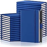 Laumoi 36 Sets Pocket Notebook Journals with Pens A6 Cute Small Journal Notebook Ruled Lined Mini Notepad Hardcover Executive Notebooks Set with Pen Holder for School Office, 3.7 x 5.7 Inch(Royal)