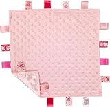 Soft Touch Taggie Comforter Baby Comfort Blanket with Sensory Tags Pink 35x35