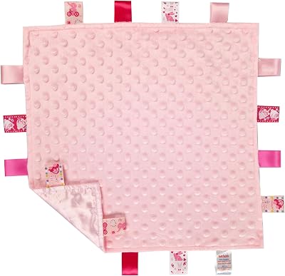Soft Touch Taggie Comforter Baby Comfort Blanket with Sensory Tags Pink 35x35