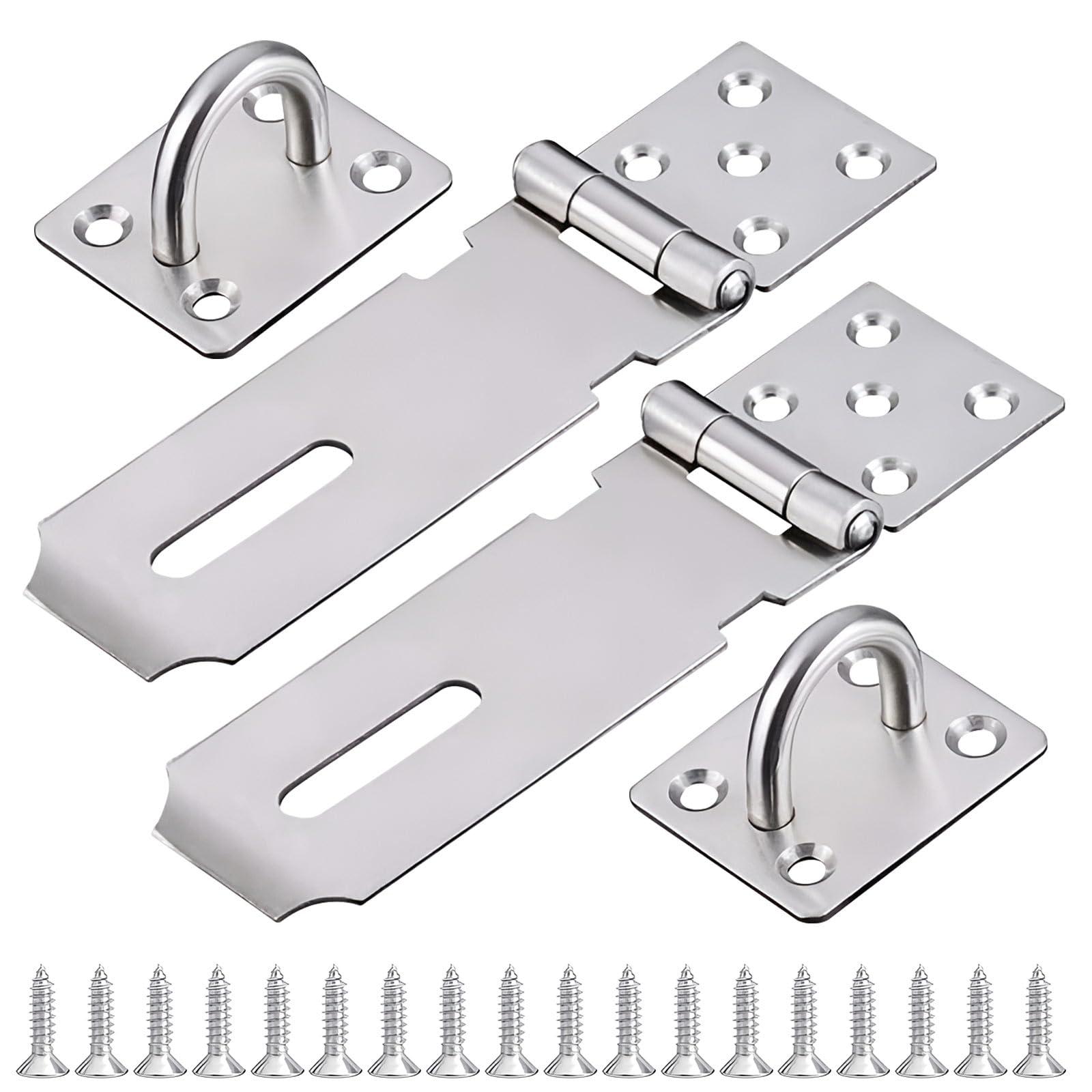 Pack of 2 Security Hasp Lock Lockable Padlock Hasp Door Lock Security Device Metal Hasp Lock for Padlocks Silver