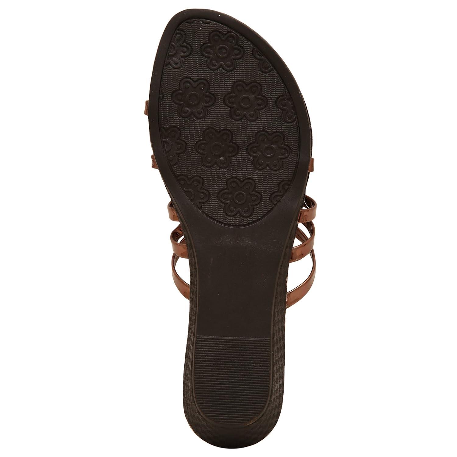 rgk's women & girls designer flat black golden/silver multi strap sandals