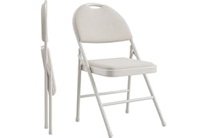 2 Pack Folding Chairs, Linen Padded Foldable Chair Set of 2, Heavy Duty Metal Folding Chair with Soft Cushion and Back, Uphol