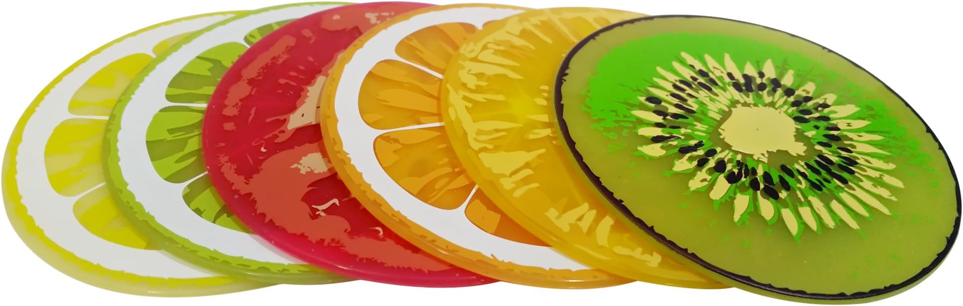 Non Slip Silicone Coasters Set of 6 Colorful Fruit Slices by Coulore for Coffee and Wine Lovers, hot SALE...