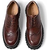 BEAU TODAY Platform Oxfords for Women, Oxford Shoes for Women, Chunky Leather Lace Up Oxford Shoes, Casual Comfort Business Work Office Dress Shoes