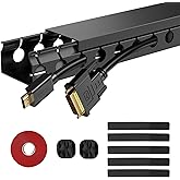 Updated Cable Raceway Kit - 31 (2X15.4) Inch Open Slot Wire Covers for Cords, Under Desk Cable Management System to Hide Unde