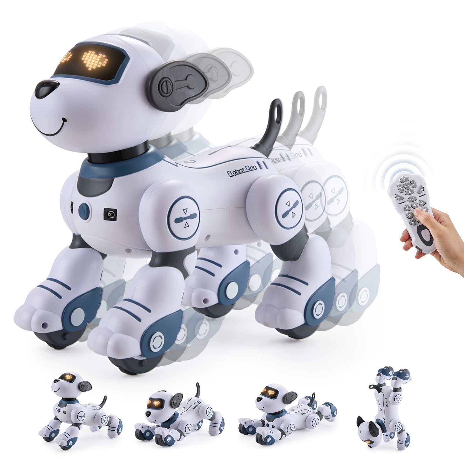 Warmiehomy Robot Puppy Toy for Kids Smart Robot Dog Voice Remote Control Toy with 17 Functions Sing & Dance,Interactive Touch & Follow Function Toys for 5 6 7 8-12 year old Birthday Gift Blue