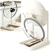 Kitchen Pot Lid Storage Rack, Double-Layer Pot Lid Organizer with Removable Drip Tray,Pot Lid Holder While Cooking,Space-Saving kitchen Countertop Organizer Storage for Pots Pans & Cutting Boards