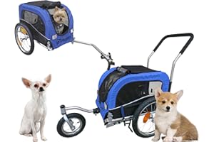 BOOYAH STROLLERS Booyah 2 in 1 Dog Bike Trailer for Small Dogs - Pneumatic Swivel Wheels - for Dogs 20lbs and Under - 2 in 1 Bike Trailer for Dogs. Dog Pet Stroller.