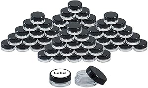 Houseables 3 Gram Jar, 3 ML Jar, BPA Free, Cosmetic Sample Empty Container, Plastic, Round Pot, Screw Cap Lid, Small Tiny 3g Bottle, for Make Up, Eye Shadow, Nails, Powder, Paint, Jewelry
