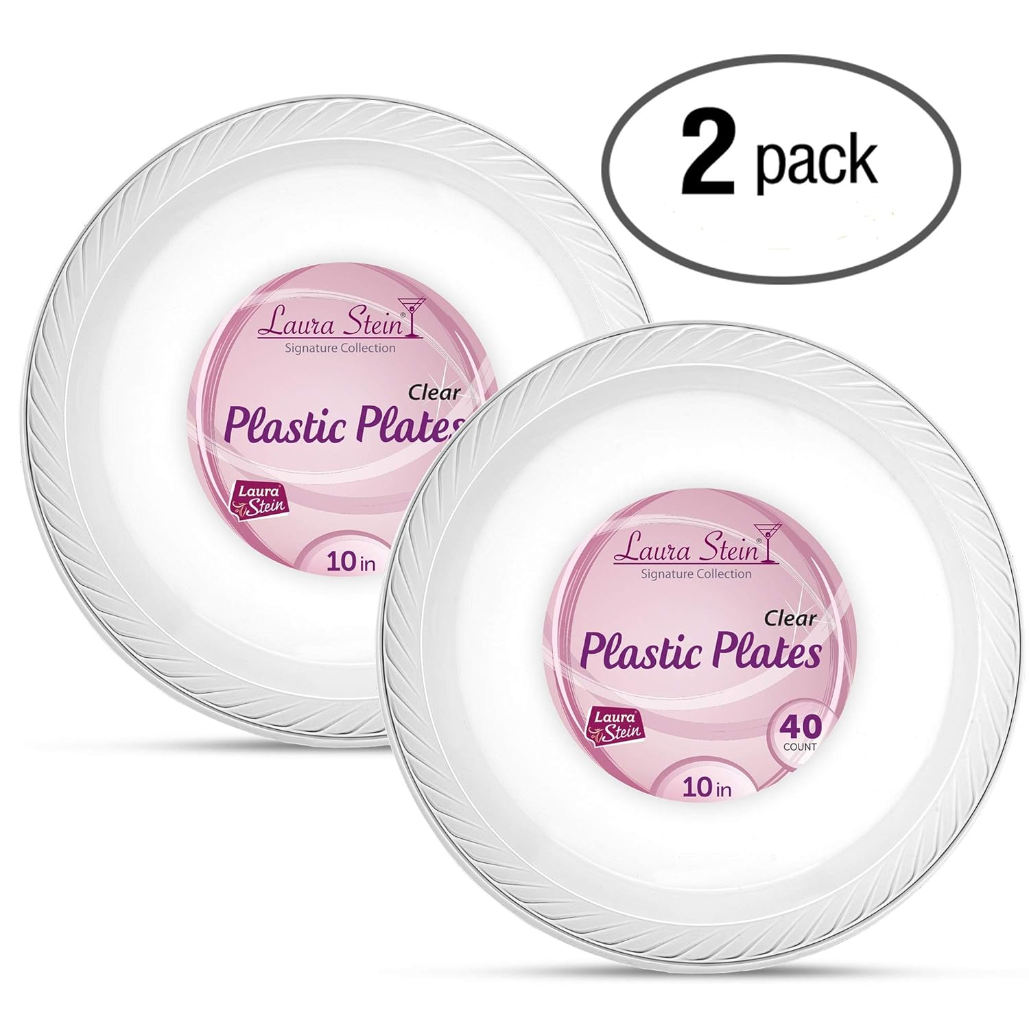 Laura Stein Clear Plastic 10 Inch Disposable Plates Pack of 80 Palstic
