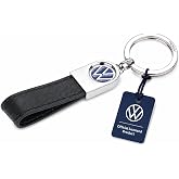 Troika Keyring VW logo, leather loop &ndash; VW LEATHER &ndash; leather, metal &ndash; black, blue, silver-coloured Original