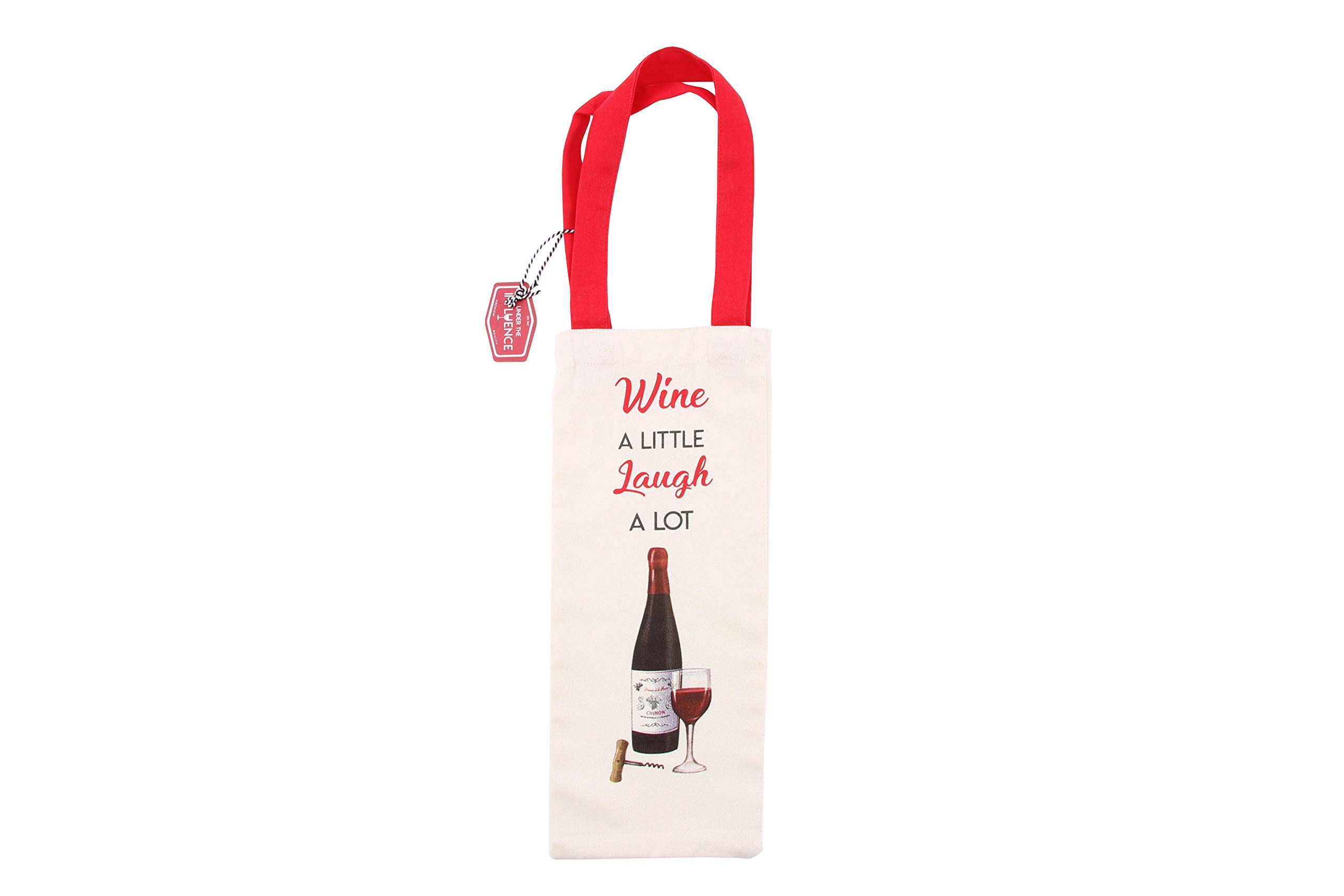 CGB Giftware Wine Bottle Bag |'Wine A Little Laugh A Lot' Slogan | Cotton Canvas | GB02361