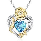 AENEAS Sunflower Necklaces for Women Sterling Silver You Are My Sunshine Necklace Sunflower Birthday Love Heart Mother's Day Gifts for Birthday Mothers Day Christmas Anniversary