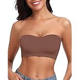 LEYSHE Strapless Bra for Women Bandeau Bras Seamless Wireless Padded Bandeau Top Non-Slip Tube Top