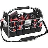 Kowsinde 16 Inch Tool Bag, Electrician Tool Bag, Open Top Tool Bags, 26 Pockets Can Hold Many Tools, Steel Handle and Removable Shoulder Strap