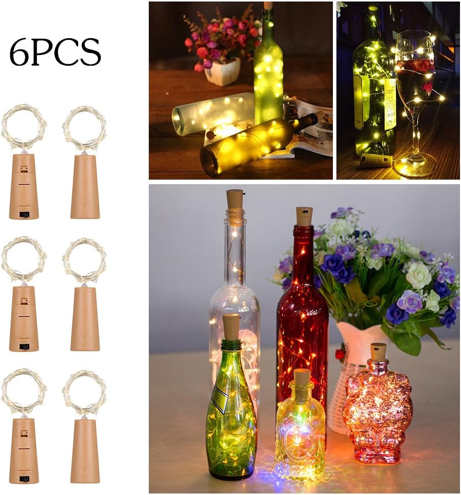 Tomshine Bottle Lights 6 Packs Copper Wire Cork Lights, DIY Fairy Lights with Cork 75CM, Wine Bottle Lights for Home, Bar, Party, Wedding, Christmas