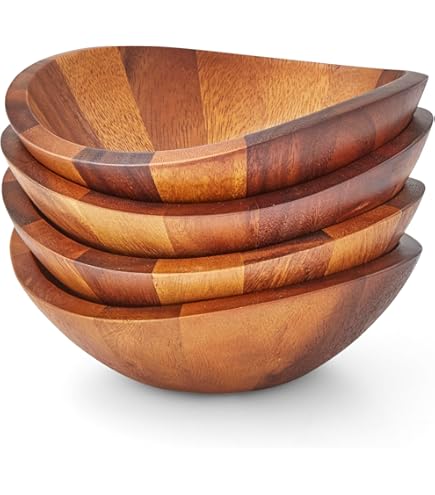 Nambe Saladier Tressé Avec Couverts | Lot De 3 Pièces | Grand Bol De Service En Bois Pour Salade César, Grandes Salades | Grand Bol à Salade Avec Ustensiles De Service