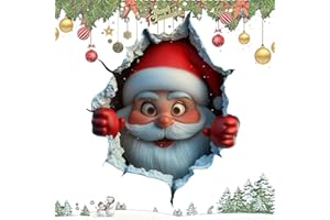 2026 Creative Christmas Santa Wall Stickers, 3D Wall-Breaking Christmas Creative Wall Sticker, Removable Peel and Stick Holid