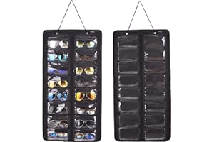 RZMAYIS Sunglasses Organizer, 16 Slots Storage Wall Mounted Hanging Sunglasses Organizer (Dust-proof Black)