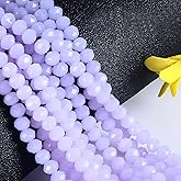 CrzBeadss 350Pcs 6mm Faceted Purple Glass Crystal Rondelle Beads for Jewelry Making, Bracelets, Wind Chimes, Suncatchers