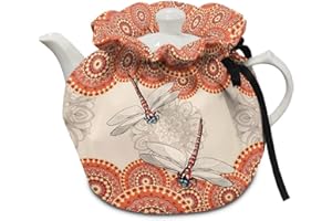 Xoenoiee Boho Mandala Dragonfly Print Tea Cozy Teapot Cover Thermal Insulation Tea Pot Cosy Teapot Cover Home Kitchen Table Tea Pot Cover Teapot Cozy Warmer