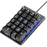 Number Pad, ROTTAY Mechanical USB Wired Numeric Keypad with Blue LED Backlit 22-Key Numpad for Laptop Desktop Computer PC - Black (Blue switches)