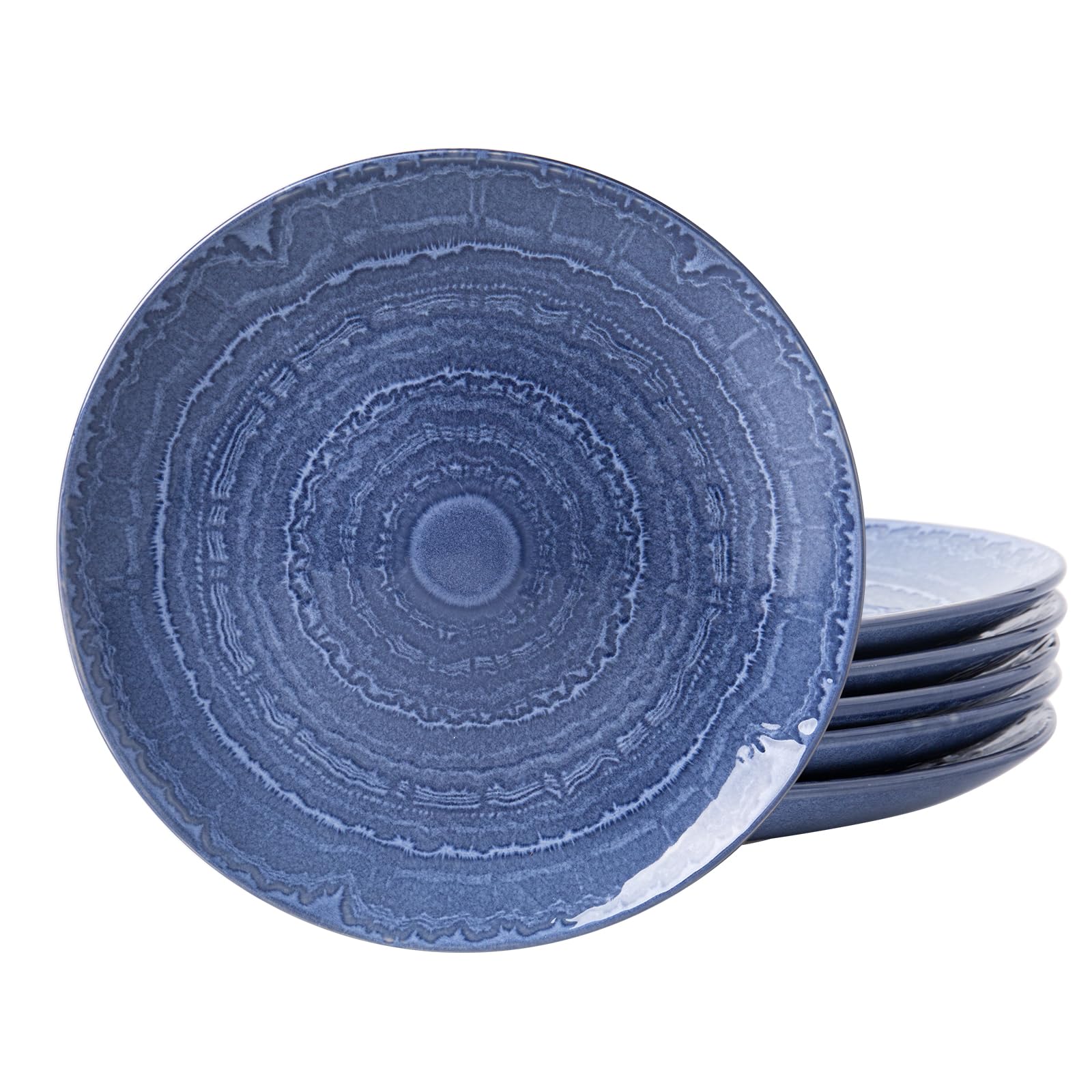 Photo 1 of MONITO Ceramic Dinner Plates Set of 6,10.5 Inch Reactive Glaze Porcelain Plates, Dinnerware Dishes Set for Kitchen,Microwave,Dishwasher, Psychedelic Blue