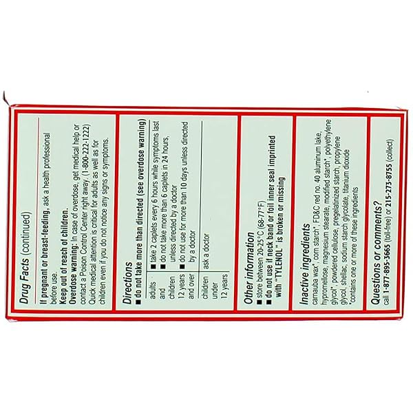 TYLENOL ACETAMINOPHEN, EXTRA STRENGTH, 500 MG, 100 COUNT