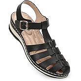 Goldnut Closed Toe Sandals for Women: Platform Bohemia Gladiator Sandal Summer Dressy Cushion Comfortable Fisherman Walking Shoe Wide Width