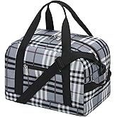Apenze Small Gym Bag Carry On Bag - 12 in Mini Duffle Bag Lightweight for Overnight Travel(Gray white plaid)