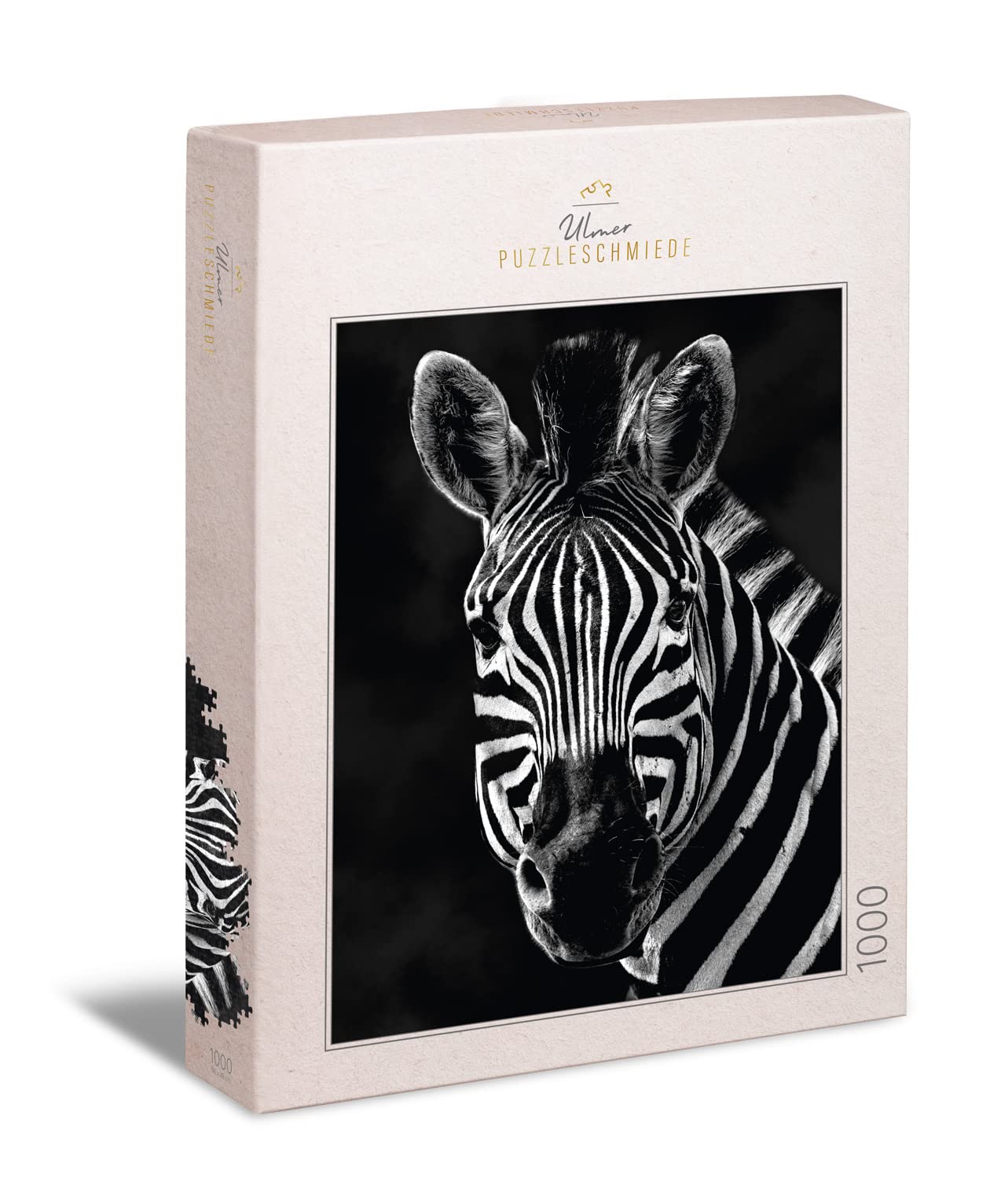 Ulmer Puzzleschmiede - Animal Puzzle "Zebra" - Classic Puzzle 1000 Pieces - The Zebra Motif as a Particularly Sophisticated Animal Portrait and Wildlife Puzzle - Puzzle Made in Germany