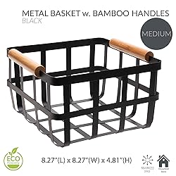 Simplify Square Metal Storage Basket with Bamboo