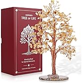 Hopeseed Citrine Chakra Crystal Tree of Life Handmade Bonsai Healing Crystals Tree for Home, Desk, Living Room, Office Decor for Positive Energy, Money, Good Luck Birthday Gift for Women, Mom, Men