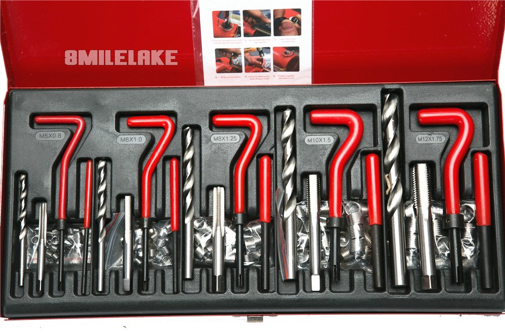 Kit Riparazione Filettatura 131 Pezzi - Per M5, M6, M8, M10, M12 Con Inserti E Utensili