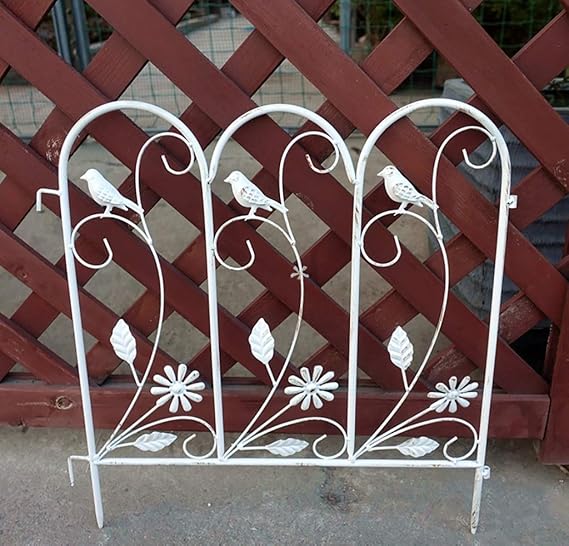Wrought Iron White Garden Fence European Style Vine Climbing Plant