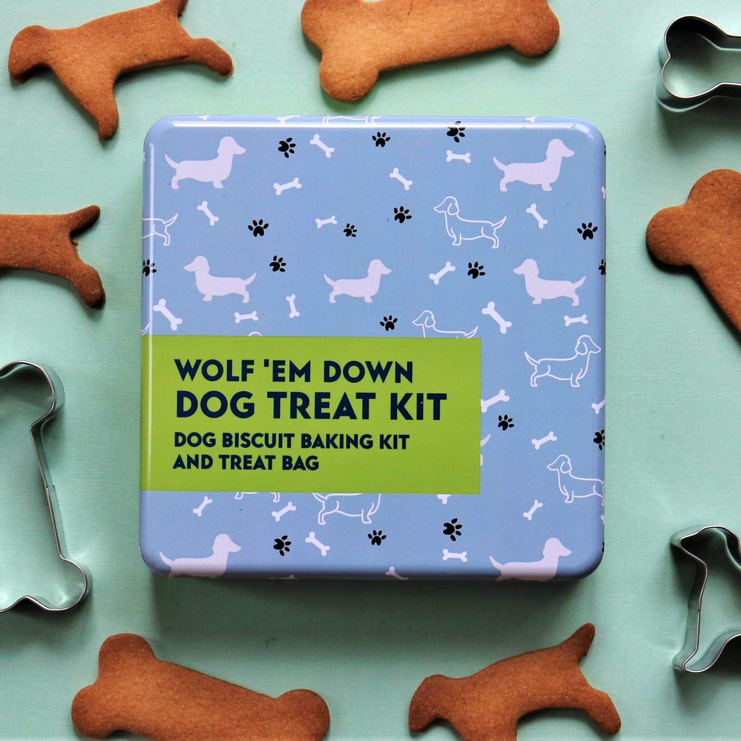 Apples to Pears Wolf 'Em Down - Dog Treat Kit In A Tin