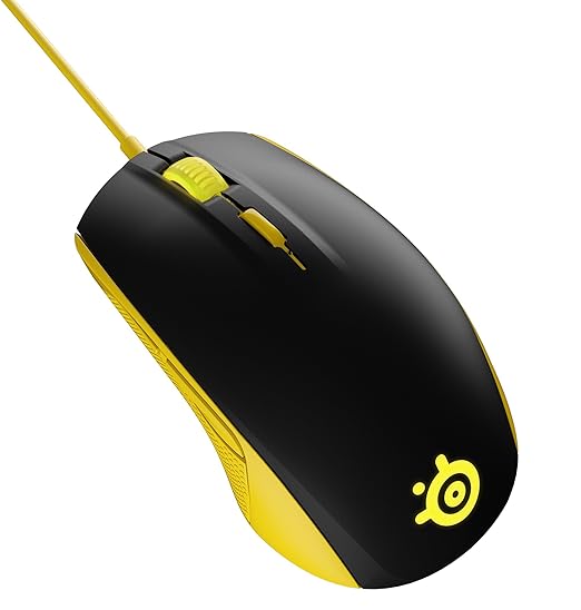 SteelSeries Rival 100, Optische Gaming-Maus, RGB-Beleuchtung, 6 Tasten, Farbe Proton Yellow