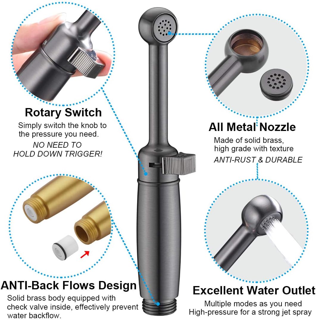 Bidet Sprayer for Toilet SonTiy Handheld Bidet Spray Shower Cleaning Shattaf Set Bidet Attachment for Toilet UK Seat,Bathroom,Baby Cloth Diaper,Personal Hygiene,Solid Brass - Image 3