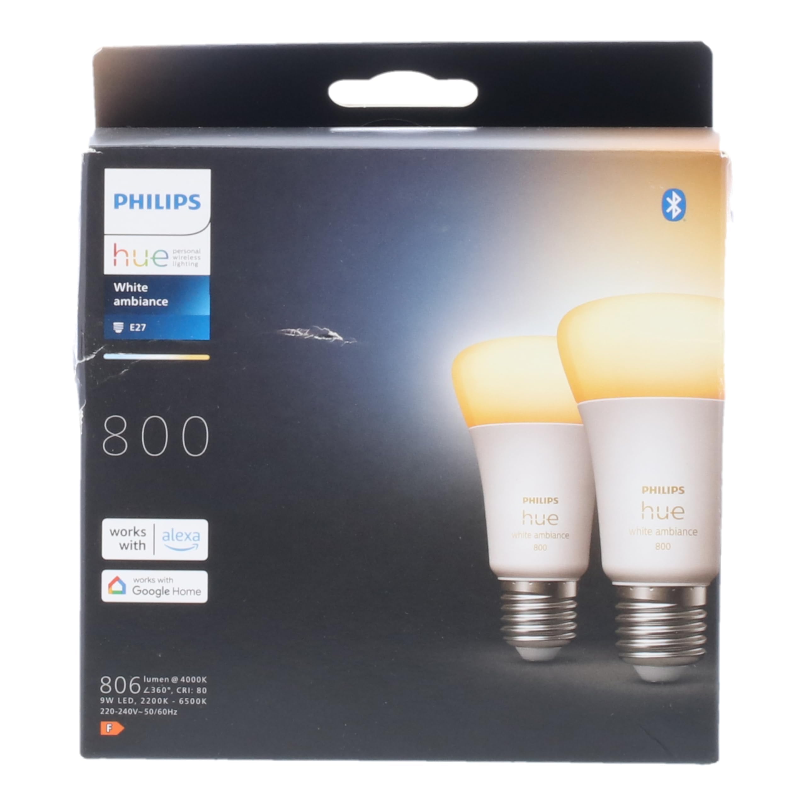 Philips Hue White Ambiance Smart Light Bulb 60W - 800 Lumen 2 Pack [E27 Edison Screw] with Bluetooth. Works with Alexa, Google Assistant and Apple Homekit.